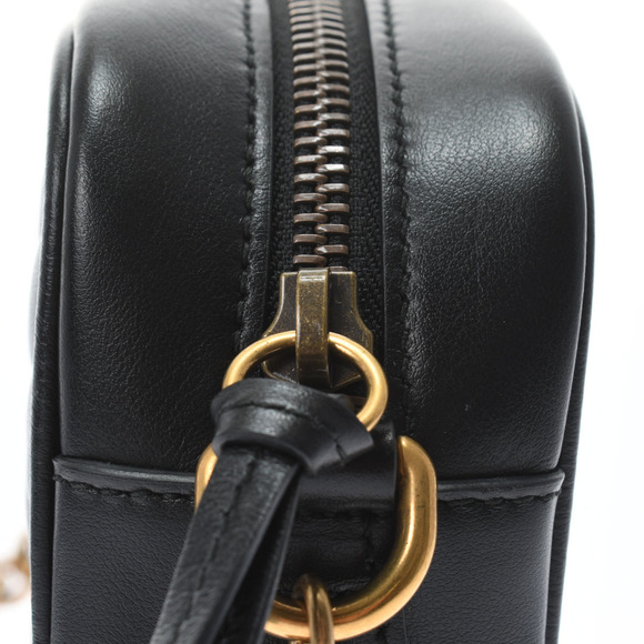 Gucci GG Marmont Mini Black Gold Hardware Quilted Chevron - Picture 8 of 11